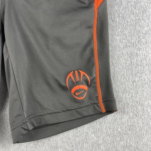 Nike Dri Fit Shorts Kids Boys XS Gray Orange Football Elastic Waist Drawstring - Picture 5 of 13