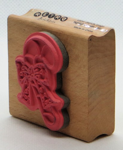Retro Lunchbox Wood Block Rubber Stamp Christmas Holiday Peppermint Candy Cane - Picture 2 of 4