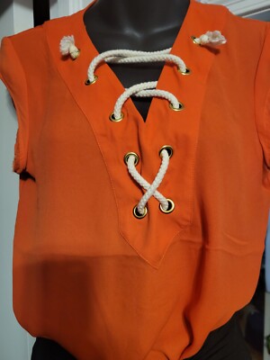 Ladies Orange Limited Blouse, Sz S, String Tie chest closure | eBay