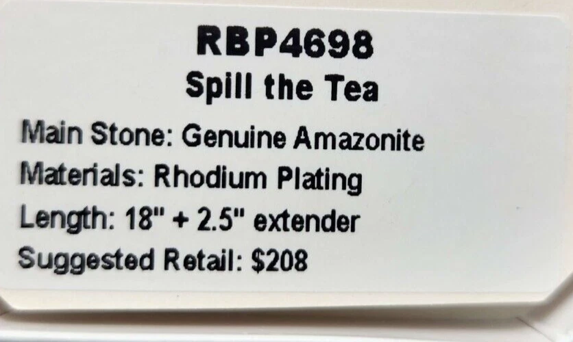 COLLAR: Bomb Party "Spill the Tea" chapado en rodio amazonita genuina RBP4698 Foto 3 de 4