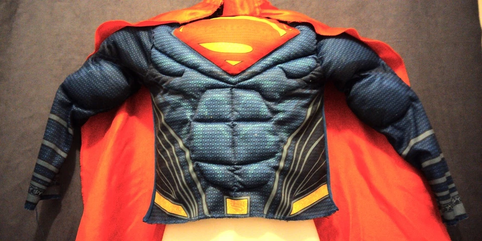 Camisa Superman Musculosa con Capa Hombre de Acero Vestido Elegante Halloween Niño Disfraz Foto 2 de 4