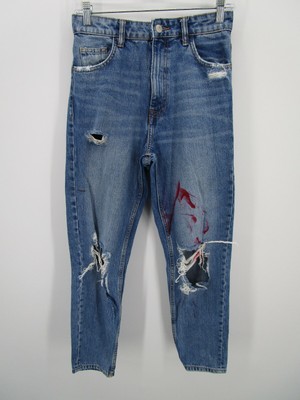 Zara Women 2 Blue Boyfriend Denim Jeans 