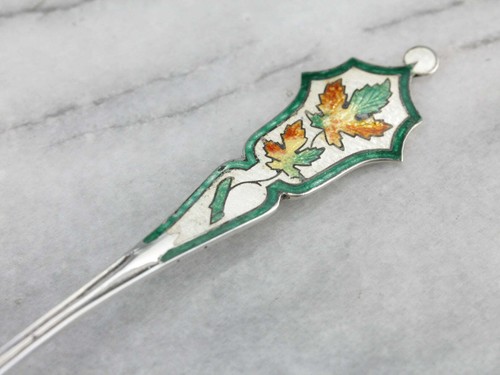 Enamel Maple Leaf Silver Spoon - Picture 2 of 5