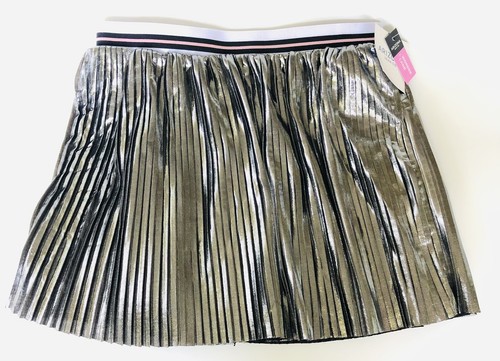 Arizona Girls Elastic Waist Metallic/Mesh Reversible Pleated Skirt M 10-12 New