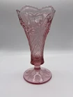 FENTON ART GLASS DUSTY ROSE PURPLE/PINK 7 1/2 " DAFFODIL VASE, 95TH ANNIVERSARY