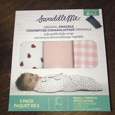 SwaddleMe Original Swaddle 3 Pk Stage 1 0-3 Mnths 7-14lb 26in Pink Coral Ladybug