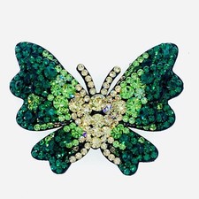 USA HANDMADE BUTTERFLY Hair Clip Hairpin use Swarovski Crystal Elegant GREEN B3