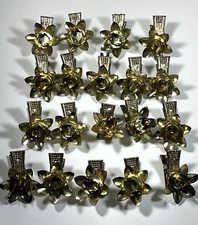 Set of 19 Vintage Brass Tone Clip on Christmas Tree Candle Holders West Germany