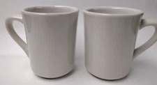 Pair of Tuxton Heavy Duty Diner Restaurant 8oz Mugs White Eggshell NO LOGO