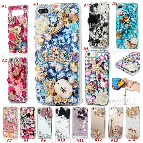 For Samsung A14 A15 A54 A16 S24 S25 Ultra Case Bling Diamonds Soft cover & strap
