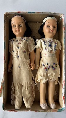 Pair of Vintage Native American Dolls - Likely a Carlson-style from the 1950s.