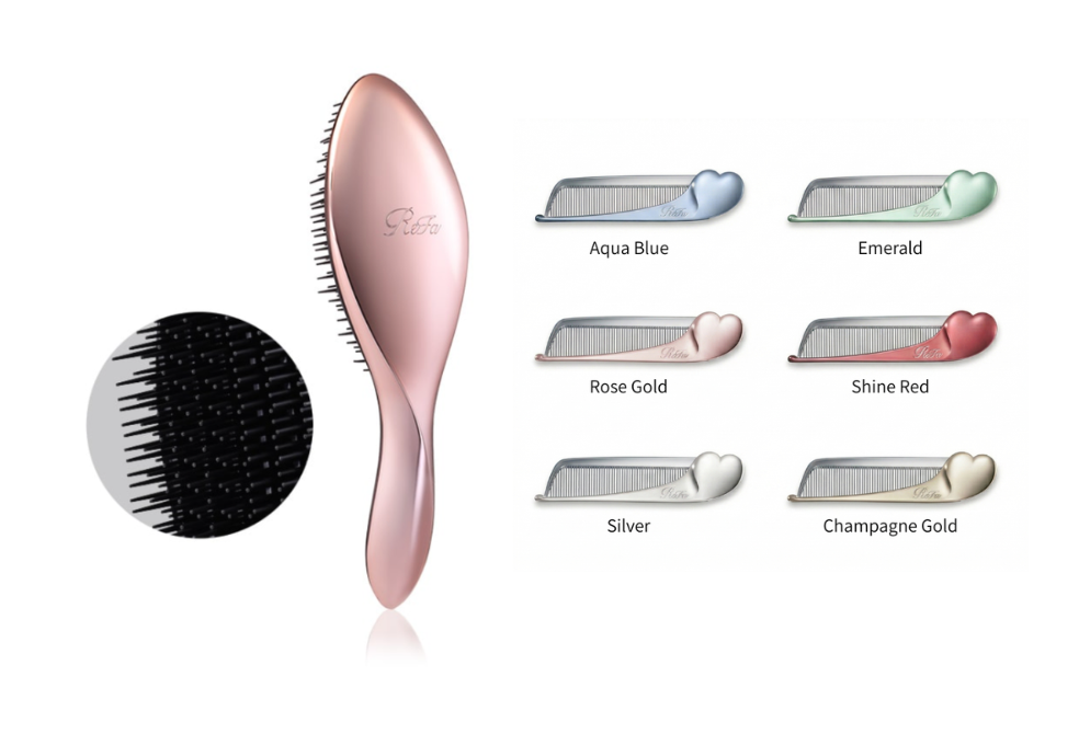 ReFa AILE Brush Rose Gold + Heart Comb Aira Choose 1 Color Hair