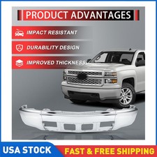 Front Bumper Face Bar Chrome Steel For 14-15 Chevy Silverado 1500