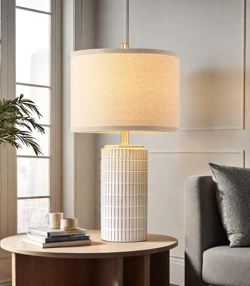 23'' Set of 2 Modern Ceramic Table Lamps for Living Room Bedroom, Nightstand Far - Image 4 of 4