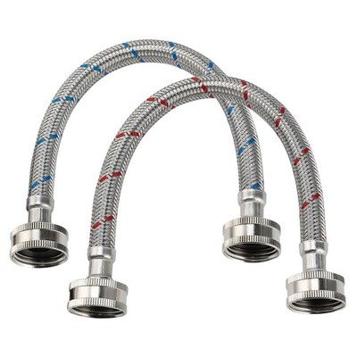 1FT Short Washing Machine Hoses，2 Pack Red and Blue Washer Hoses，Easy & Secur...