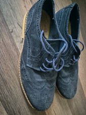  Ask The Missus Navy Yellow Suede Lace Up Casual Shoes, Size 42