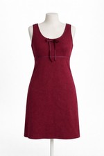 VTG American Eagle 100% Wool Burgundy Sleeveless Dress Bow Detail Size 6 RARE