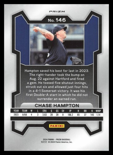 2024 Panini Prizm Prizms Ruby Wave #146 Chase Hampton - Picture 2 of 2
