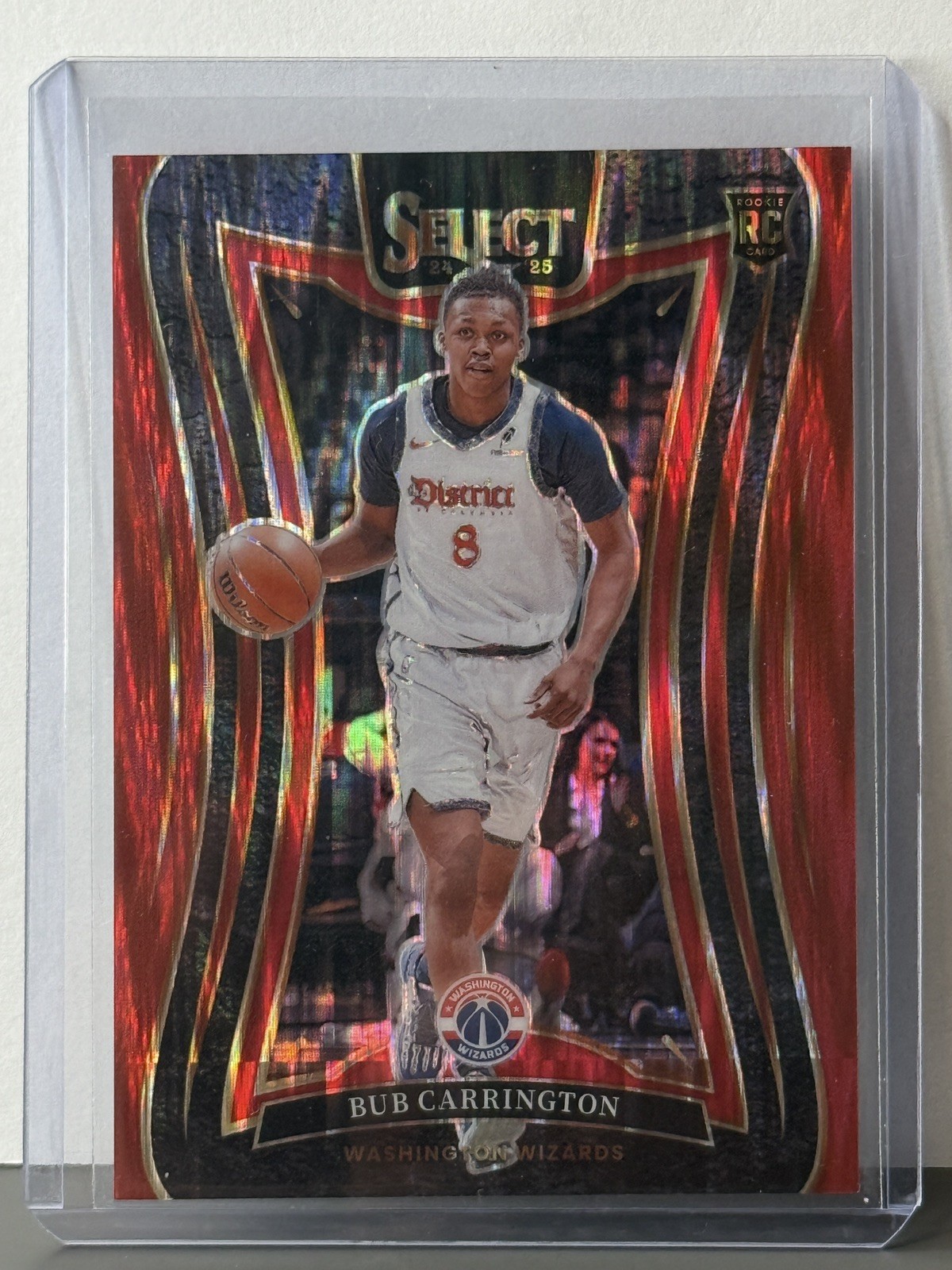 2024 Panini Select - Mezzanine Bub Carrington #386 Flash Red Prizm 204/299 (RC)