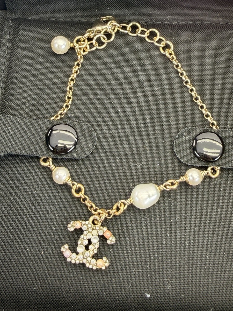 CHANEL Pearl & Crystal Gold Tone Bracelet C20 K | eBay