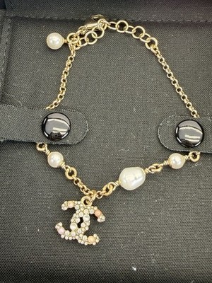 CHANEL Pearl & Crystal Gold Tone Bracelet C20 K | eBay