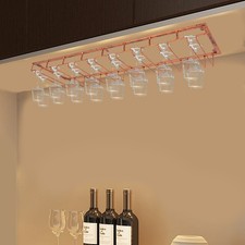Bronze Metal Wine Glass Holder 8 Row Stemware Hanger Bars Bottles Storage Rack