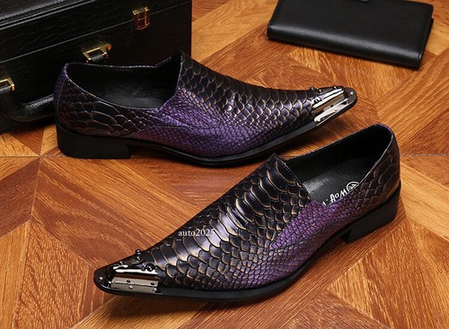 Evening Party Metal Pointy Toe Nightclub Formal Dress Real Leather Mens Shoes 46 - Picture 16 of 18