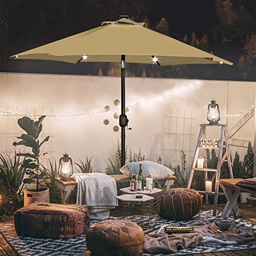 7.5 ft Solar Umbrella, 18 LED Lighted Patio Umbrella, Table Market Umbrella - Picture 7 of 8