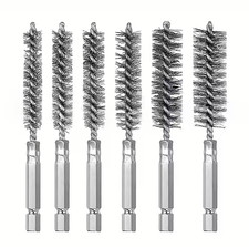 6 x Stainless Steel Pipe Cleaning Wire Brush Set Twisted Drill Attachment Bore