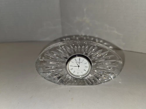WATERFORD OVAL CLOCK, Cut Lead Crystal, 5" x 2.5", Needs New Battery IRELAND Vtg