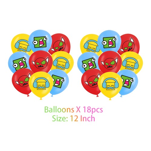 Geometry Dash Birthday Party Supplies Set Balloons Cake Toppers Banner - Picture 13 of 14