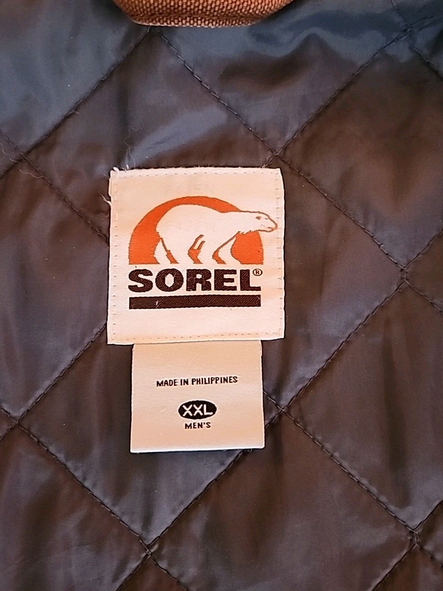 VTG Sorel Chore Coat Rugged Workwear Canvas Quilted Barn Jacket Brown Mens XXL