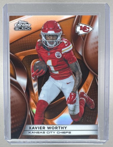 Xavier Worthy 2025 Topps Chrome Black #53 Orange Refractor /25