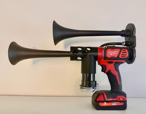 Pistola de bocina de aire Milwaukee. ¡Doble, negra!  Nuevo estilo. ¡El segundo Airhorn más fuerte! - Imagen 1 de 6