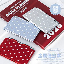 Metal Polka Dot Notepad with Pen Compact Pocket Daily Planner Book