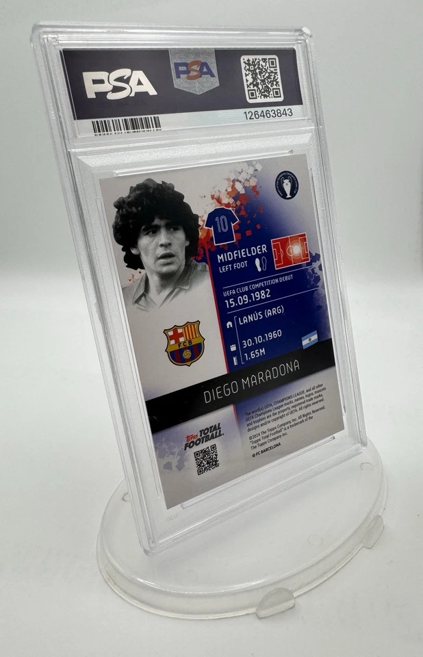Fútbol Total Topps 2024-25 #118 - Diego Maradona Rojo Paralelo /5, PSA 9 ¡COMO NUEVO!! Foto 4 de 4