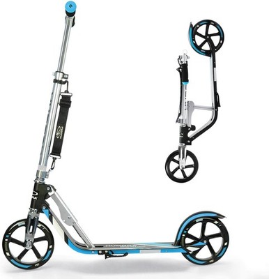 HUDORA Adjustable Height Folding Scooter Kids 8 Inch Blue