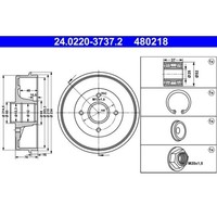 2X Bremstrommel ATE 24.0220-3737.2 Passend FüR Renault Dacia