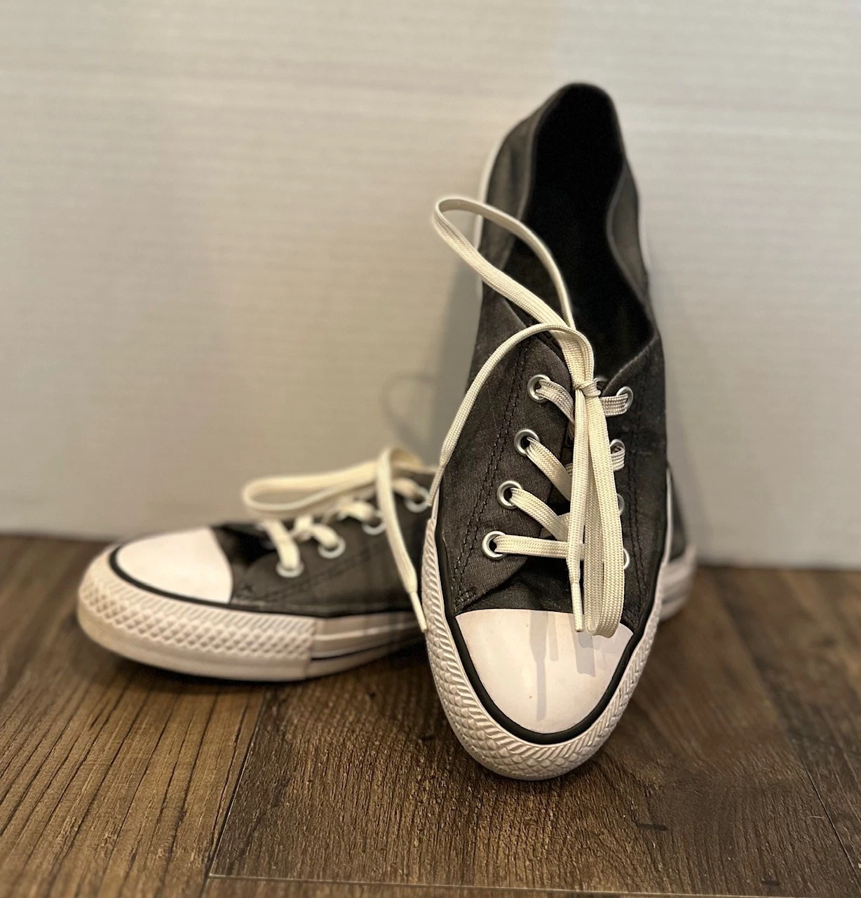 GUC Converse All Star scarpe donna taglio basso 555874F grigio metallizzato bianco taglia 7