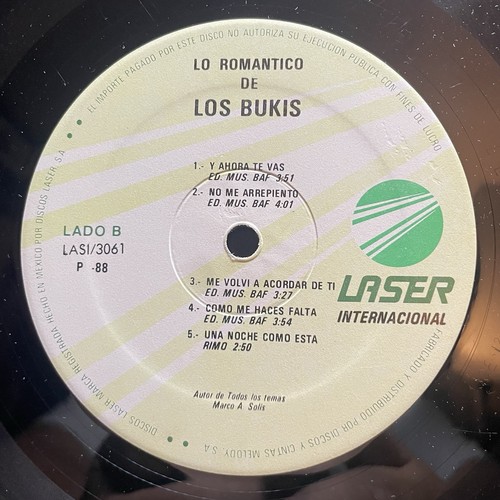 LOS BUKIS / LO ROMÁNTICO / Vinyl Record 33 Rpm - Picture 4 of 5