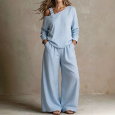 Women Linen Blend 2 Piece Set Shoulder Strap Casual Outfit