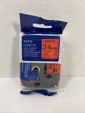 Tape Cassette QZE-451 24mm Laminated Black on Red Label Maker Tape New