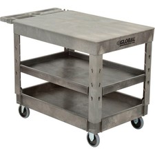 Global Industrial Flat Top Plastic Utility Cart 3 Shelf 44"Lx25-1/2"W 5" Casters