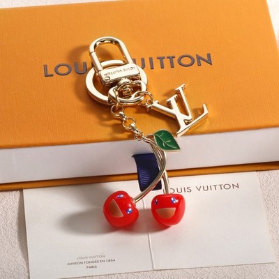 LOUIS VUITTON Monogram Cherry Key Ring Murakami Smiley Face Charm Luxury