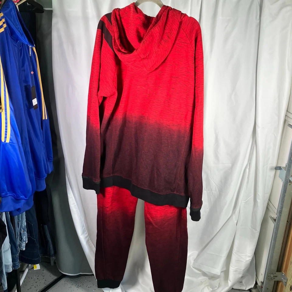 Conjunto de chándal Parish Nation rojo negro ombre 3XL cremallera sudadera con capucha y joggers para hombre nuevo Foto 4 de 4
