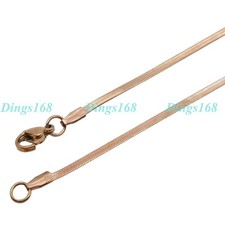 18K Rose Gold Filled Hypoallergenic 24" 2mm Thin Flat Herringbone Chain Necklace