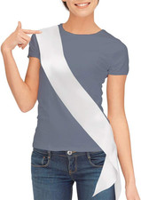 Blank Satin Sash, Plain Sash, Party Decorations, Make Your Own Sash 2 Pack, Whi
