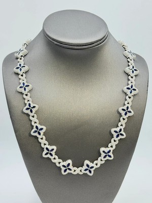 925 Sterling Kleeblatt Infinity Kette 22'' 18mm Iced VVS Moissanit 54CT Saphir cz