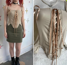 Vintage Y2K Lace Up Fairy Grunge Cottage Core Pirate Ren Fair Bustier Corset