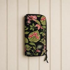 Vintage Vera Bradley Passport Travel Zip Up Wallet Botanica Black Floral Pattern